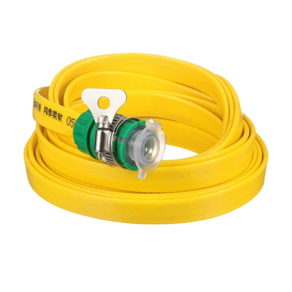 Uxcell Garden Hose 16ft Durable TPE Anti-Kink Water Hose Non-Expanding Flexible Yard Hose with Universal Water Connector Fittings for Outdoor Watering Cleaning House Car Wash, Yellow