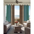 thumbnail image 2 of Teal Blue Brown Blackout Curtains for Bedroom/Living Room, Thermal Insulated Kitchen Curtains, Farmhouse Retro Wooden Grain Stripes Grommet Darkening Window Treatment Drapes 52"x63"x2, 2 of 8
