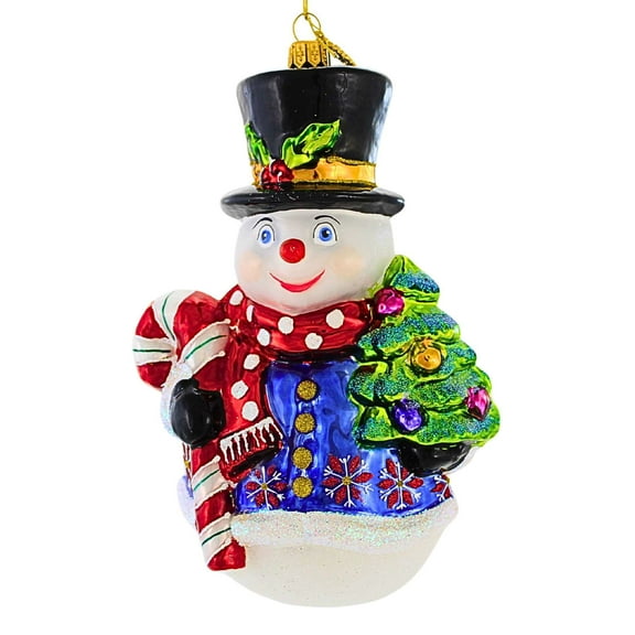 Huras Family 6.50In Cheerful Snowman From Candy Cane Lane, Glass, Hand-Painted Keepsake Hf1020
