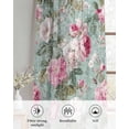 thumbnail image 6 of Vintage Spring Floral Sheer Curtains 39 Inch Length 2 Panels Set for Living Room/Bedroom, Botanical Summer Pink Green Kitchen Curtains Grommet Semi-Sheer Curtains Drapes Window Treatments 27.5"x39"x2, 6 of 7