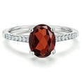 thumbnail image 3 of Gem Stone King 14K White Gold Red Garnet and White Lab Grown Diamond Ring for Women | 2.39 Cttw | Oval 9X7MM | Gemstone January Birthstone | Size 5, 3 of 6