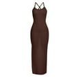 thumbnail image 7 of Edvintorg Maxi Dress Womens Fashion Summer Round Neck Sleeveless Sexy Solid Party Club Long Dress Birthday Outfits Women Coffee L, 7 of 7