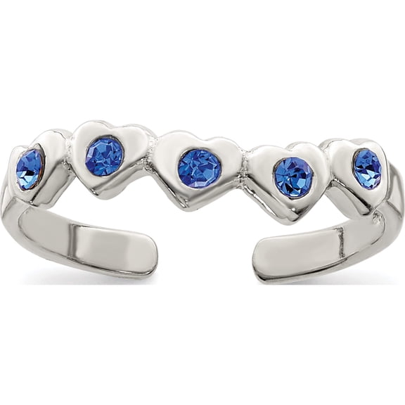 Sterling Silver Blue Cz Heart Toe Ring Made In Thailand qr823
