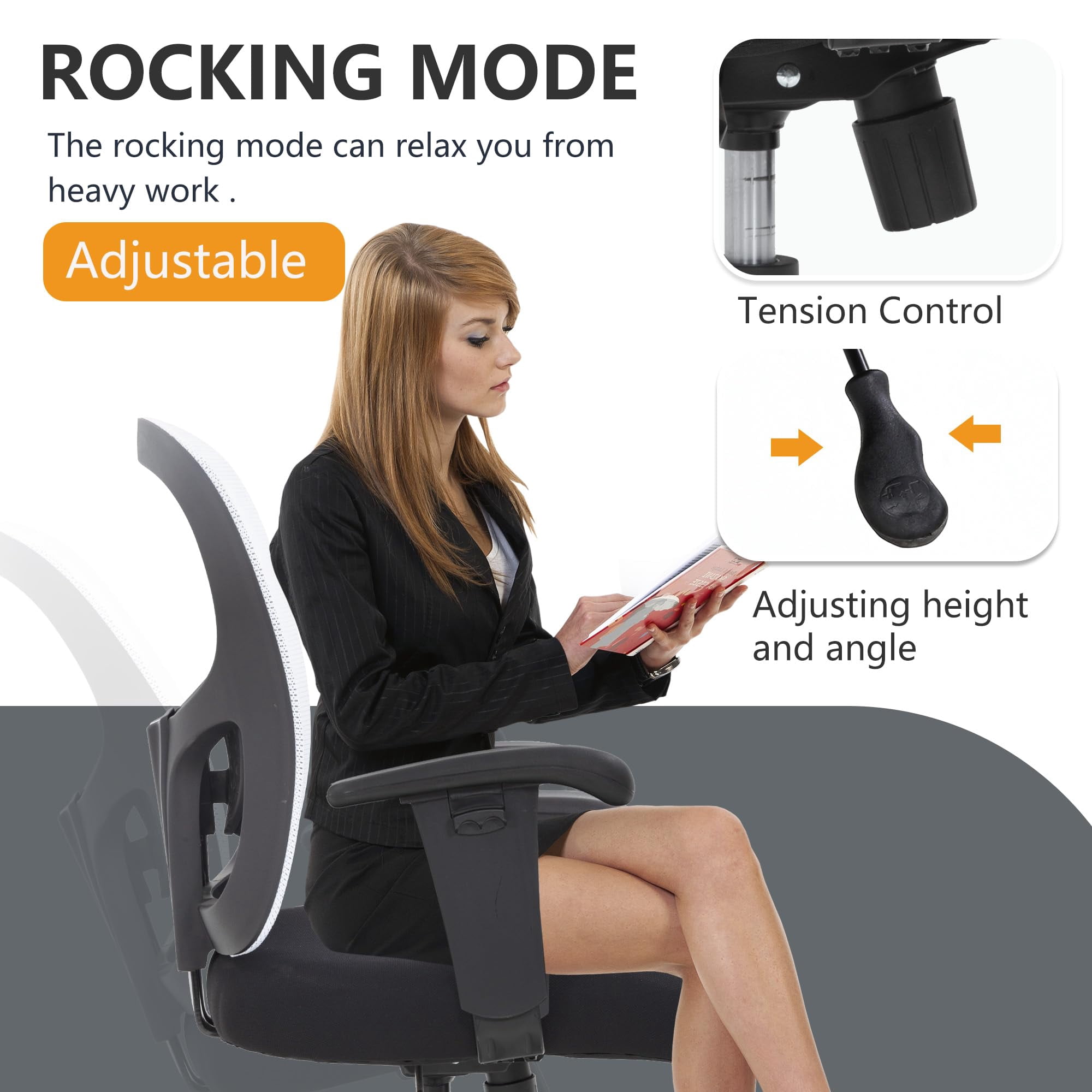 FDW 500lb Big & Tall Office Chair - Ergonomic w/Lumbar Support & Wide Seat for Home Office (White)