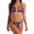 thumbnail image 2 of Women's Bikinis Tropical Print Two Piece Bikini Set Tie Side Halter Bathing Suits Summer Beach Vacation Swimsuit for Women Multicolor-6 L, 2 of 7
