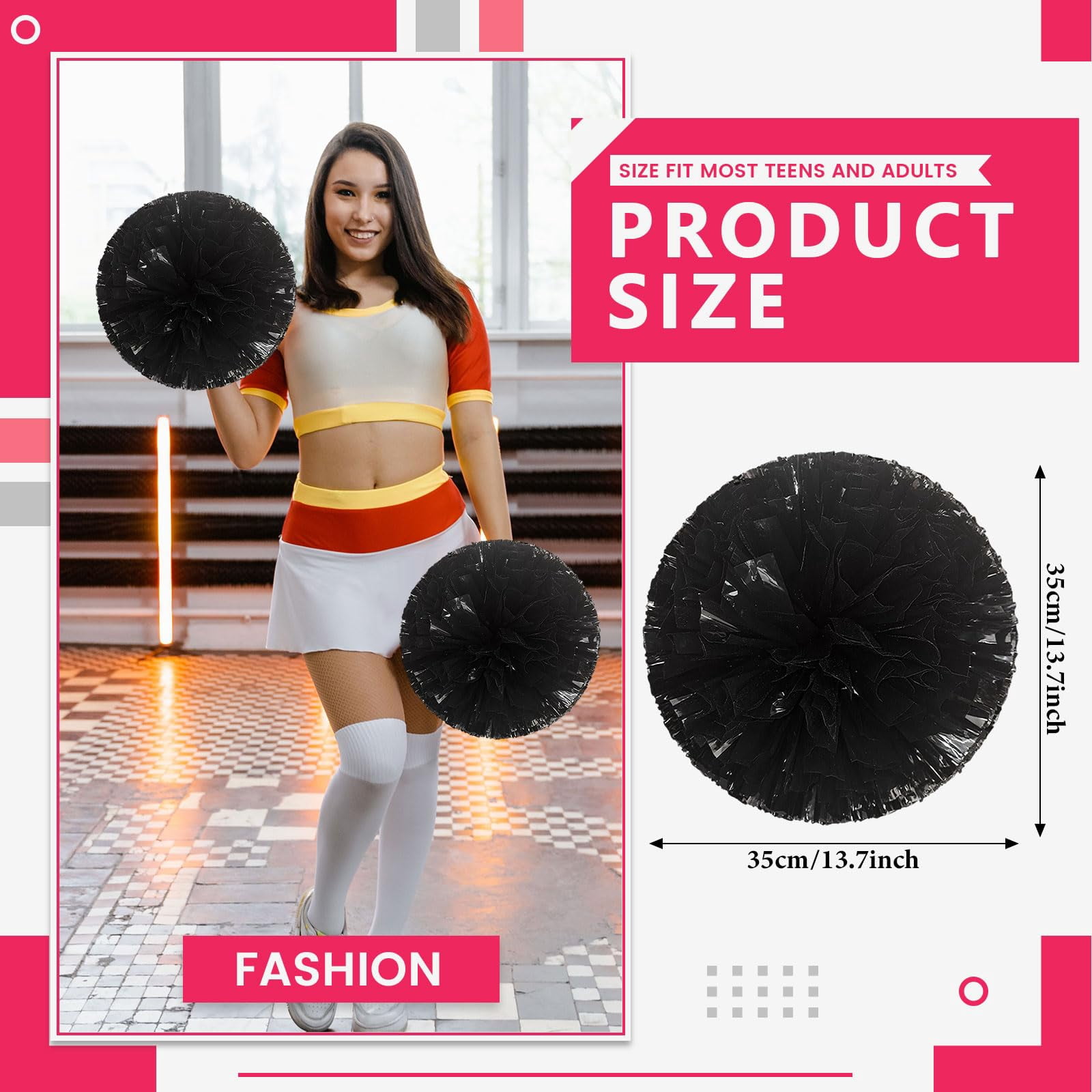 20 Pcs pom poms Cheer,13.7inch pom poms Cheerleading with Straight Handle Style Cheer Pom Pomsfor Dance, Matches