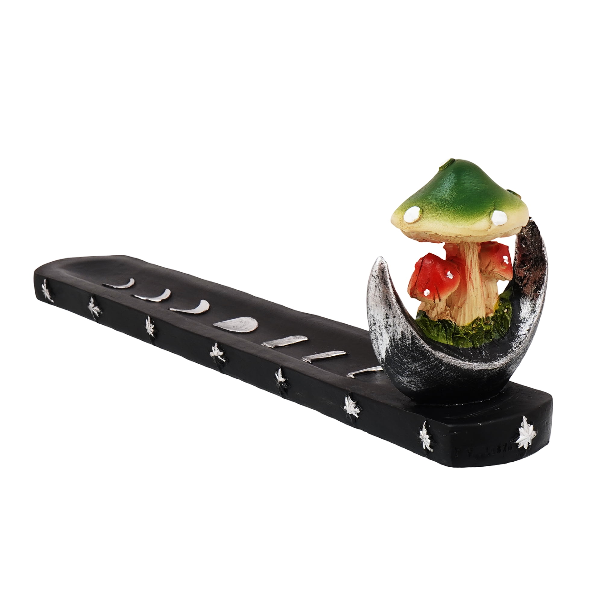 Mushroom on Moon Incense Burner – Hand-Painted Cold Cast Resin Holder for Stick or Cone Incense | Mystical Home, Desk, or Meditation Décor