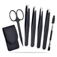 thumbnail image 4 of EXLEAF 2026 New 7Pcs Tweezers Perfectly Aligned Tip Tweezers for Men Rust-Resistant Stainless Steel Construction Tweezer for Eyebrow Nail Black, 4 of 6