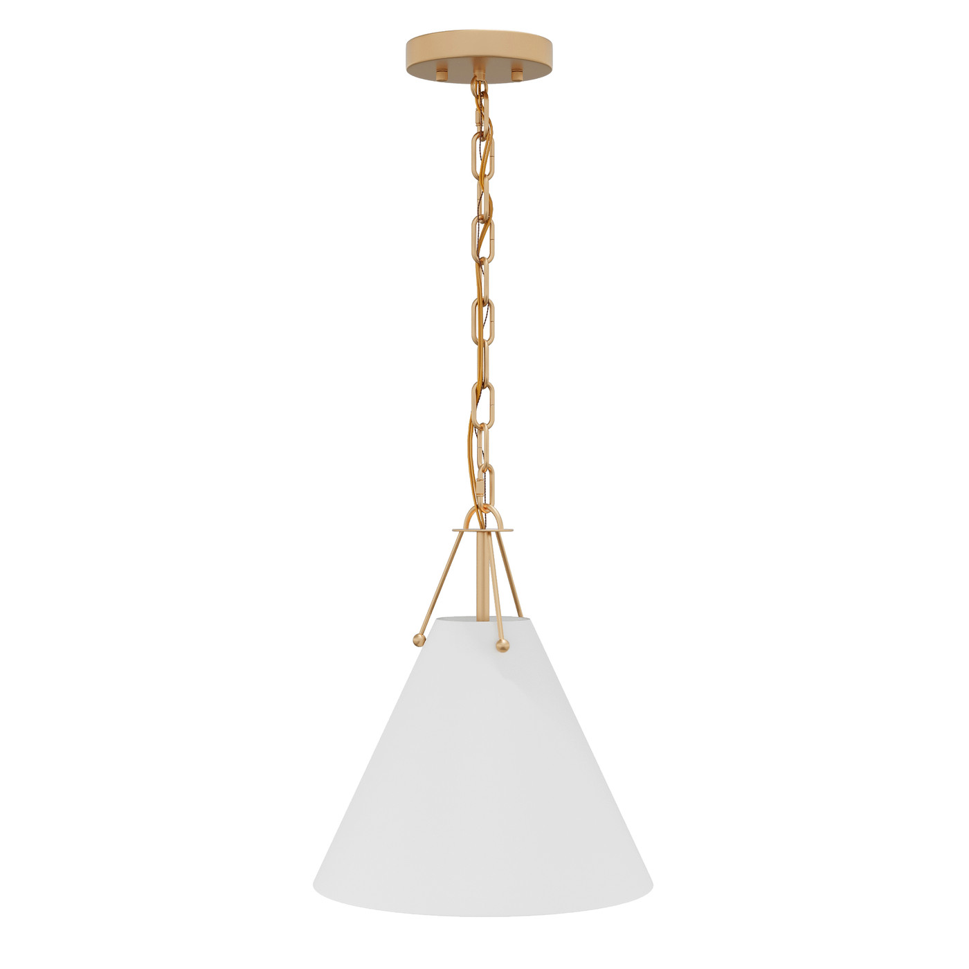 Aiwen Gold Pendant Light Small Industrial Ceiling Lamp with White Cone Metal Shade for Kitchen Island