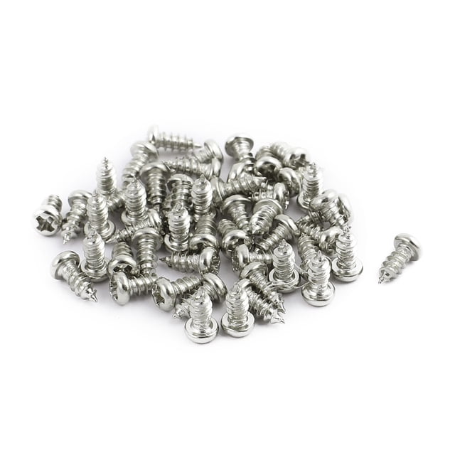 Unique Bargains 50pcs M2.5x6mm Acier Inoxydable Phillips Pan Tête Auto Taraudage Vis Boulons