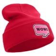 thumbnail image 4 of Wow Power Embroidered 12 inch Acrylic Cuffed Long Beanie - Red OSFM, 4 of 5