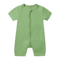 Baby Bodysuits Boy 6-12 Months Solid Color Romper Zipper Fiber Fabric Natural Comfortable Summer Onesie