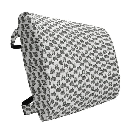 

Motorcycle Lumbar Pillow Retro Motorcycle Drawings of Old-Fashioned and Modern on White Background Soft Back Cushion Office Chairs with Adjustable Straps 14 x 13 Grey White Black by Ambesonne