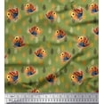 thumbnail image 1 of Soimoi Modal Satin Fabric Feather & Bird Cartoon Print Sewing Fabric Yard 42 Inch Wide, 1 of 3