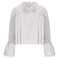 thumbnail image 5 of Women's Dressy Tops Spring Puff Long Sleeve Button Down Solid Color Fashion Shirts Work Business Blouses Lapel Collared, 5 of 6