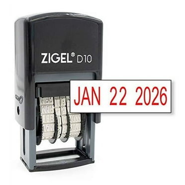 ZIGEL Office Date Stamp - Self Inking Date Stamp - Red