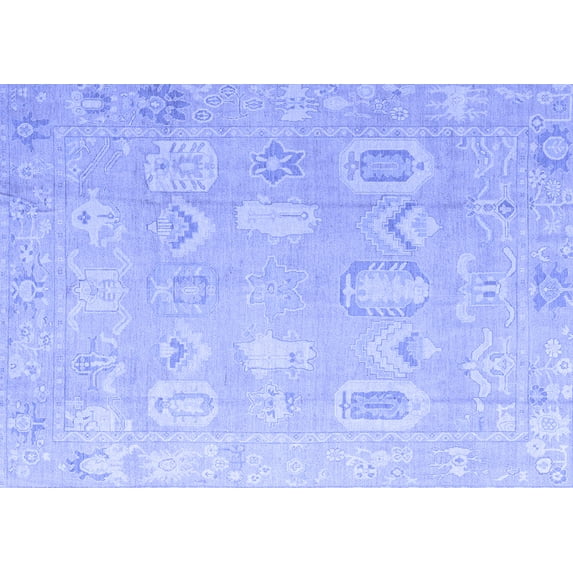 Ahgly Company Machine Washable Indoor Rectangle Abstract Blue Modern Area Rugs, 8' x 10'