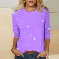 thumbnail image 2 of Timegard Hauts pour Femmes Chemises à Imprimé de Noël Manches 3/4 Blouses Confort Col Ras du Cou Tuniques Hauts Chic Décontracté, 2 of 5