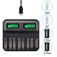thumbnail image 5 of Cargador De Batería Inteligente De 8 Ranuras Para Baterías Recargables Aa Aaa C D Scienceny EL011262-00, 5 of 5