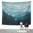 thumbnail image 2 of UFAEZU Blue Forest Morning in Mountains Tree Pine Silhouette Landscape Taiga Canada Wall Art Hanging Tapestry Home Decor for Living Room Bedroom Dorm 60x80 inch, 2 of 2