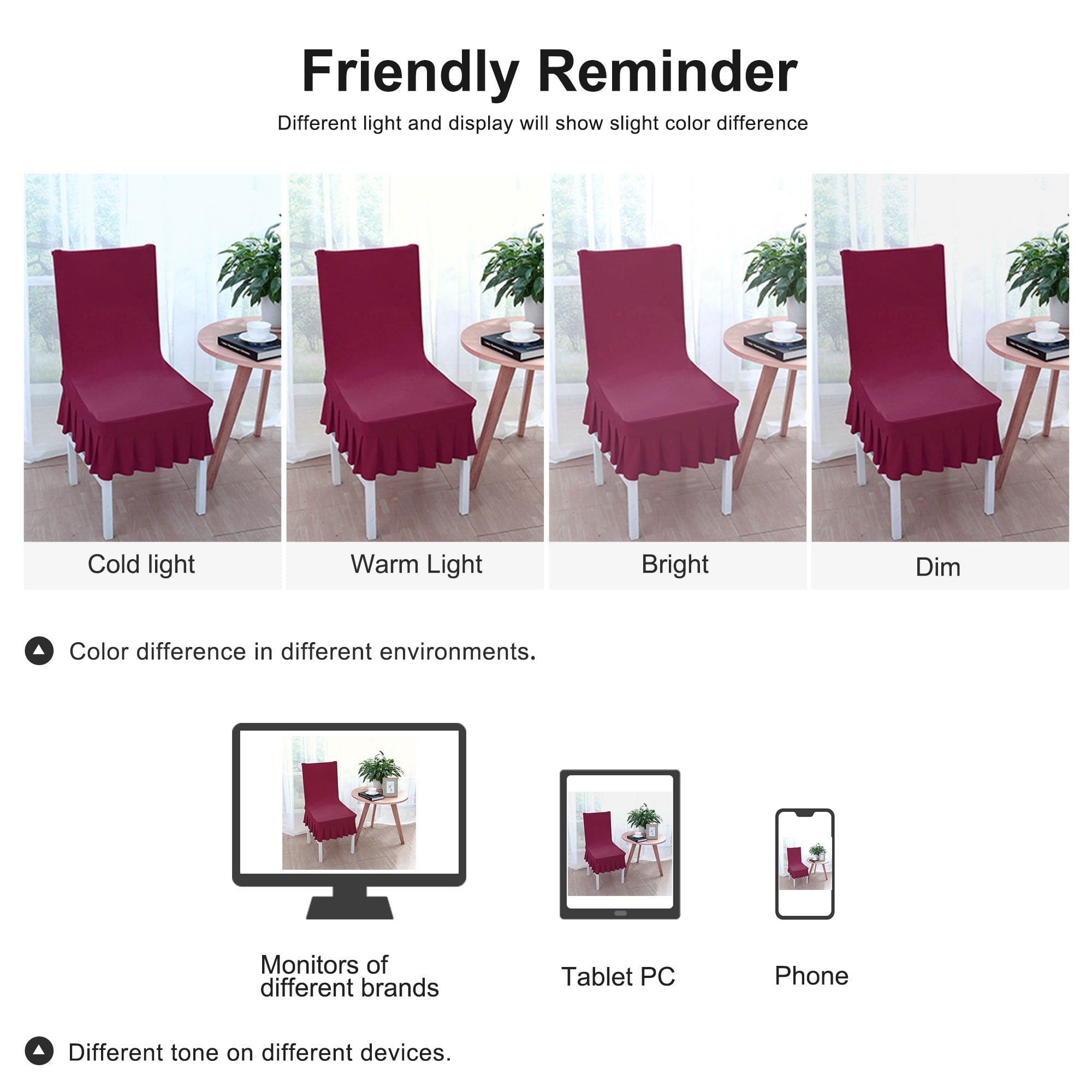 Unique Bargains Ruffled Skirt Dining Chair Cover Ruffled Seat Slipcovers Burgundy M