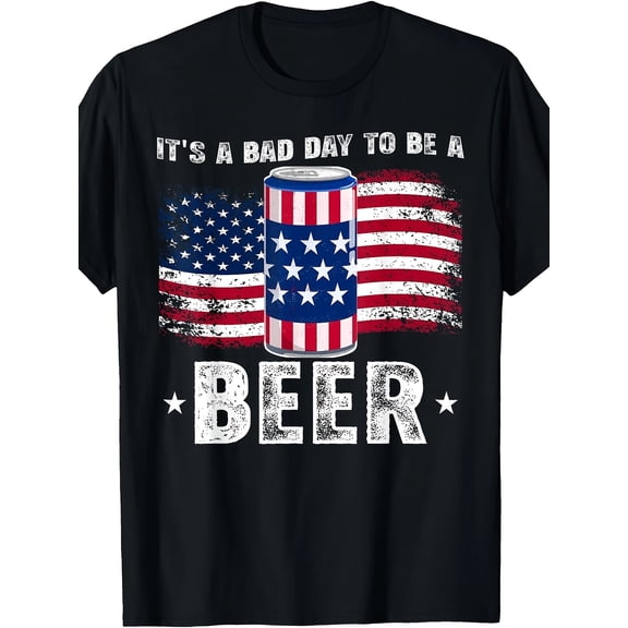 Bad Day to Be a Beer American Flag 4Th of July Beer Drinker 300 Men'S T-Shirt