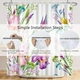 thumbnail image 6 of 72x72 Inch Flower Hummingbird Shower Curtain Watercolor Pink Floral Blooming Bird Natural Plants Botanical Shower Curtains for Bathroom Decor Waterproof Polyester with Hooks, 6 of 6
