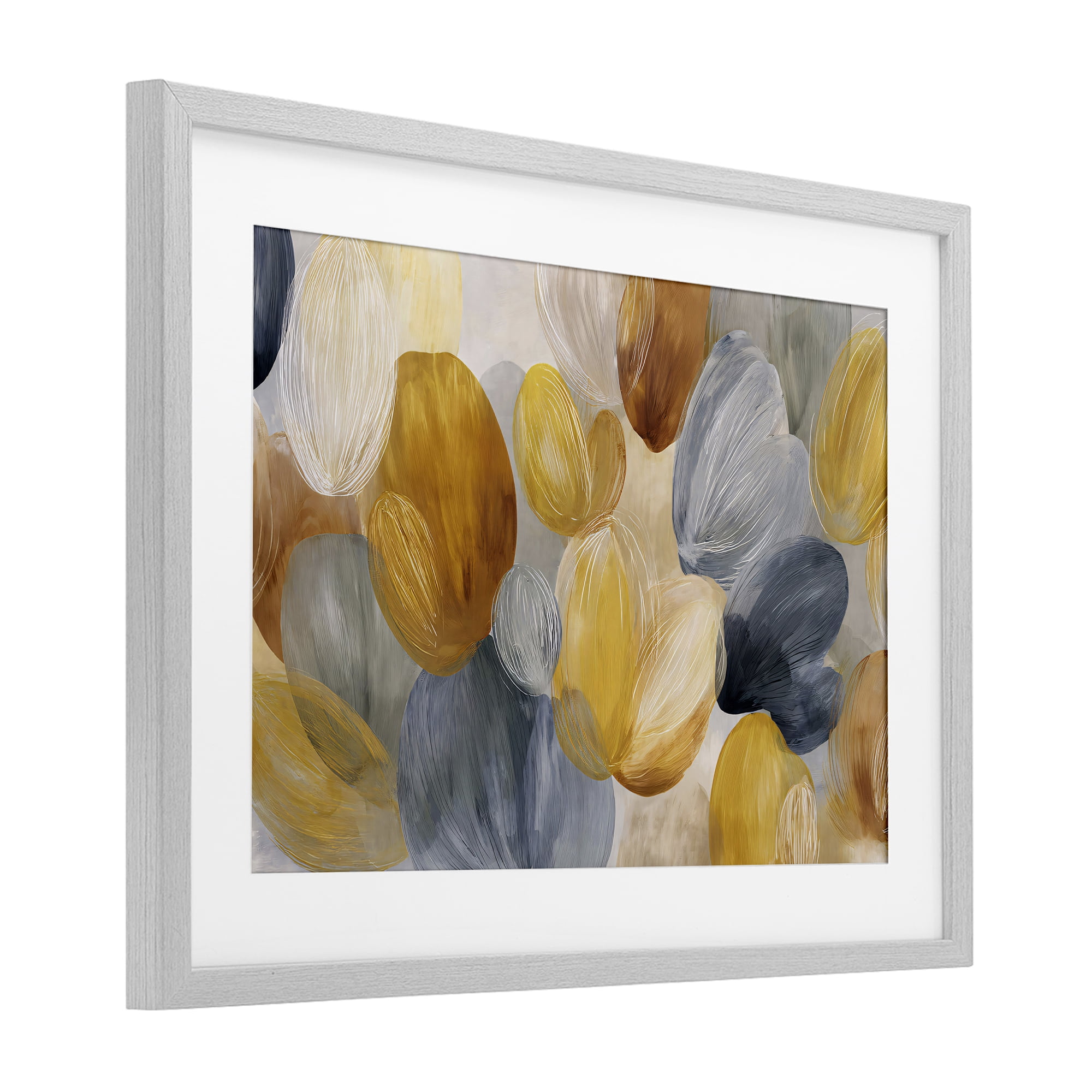 Stupell Industries Warm Oblong Layered Shapes Gray Framed Print Under Glass, design by Jacky Ngan