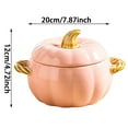 thumbnail image 3 of Pumpkin-Shaped Soup Tureen With Lid, Ceramic Serving Bowl, Fall Thanksgiving Dinnerware & Halloween Table Centerpiece Decor (Pink 20X12cm), 3 of 5