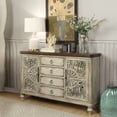 thumbnail image 2 of ACME Vermont 4-Drawer Wooden Console Table with 2 Door in Antique White, 2 of 3
