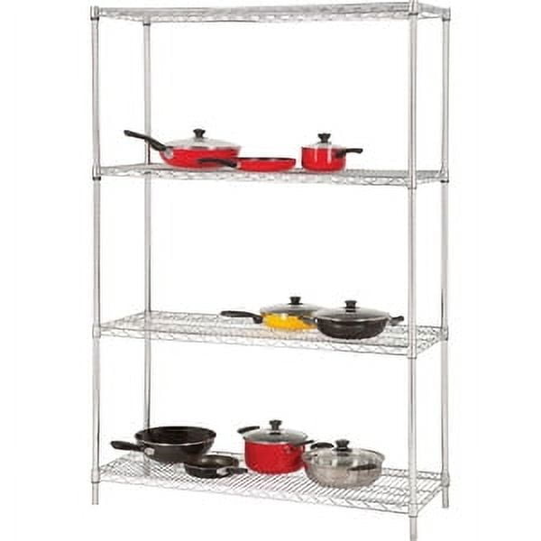 Lorell Industrial Chrome Wire Shelving Starter Kit - 36" Width X 24" Depth - Steel - Chrome