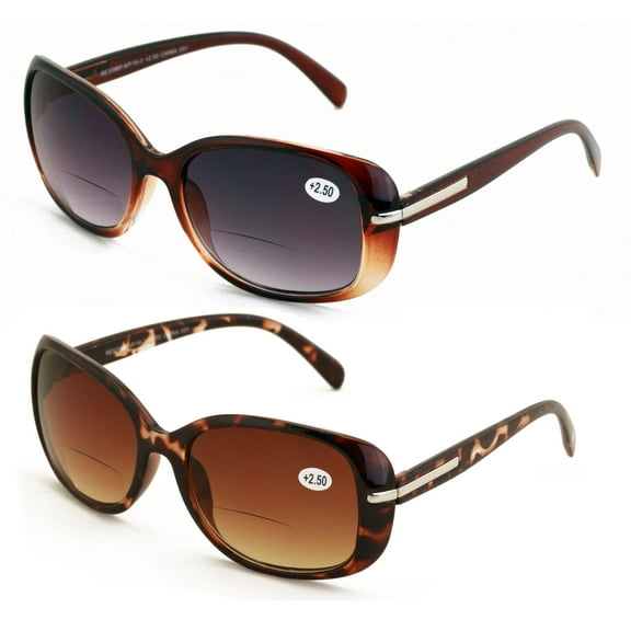 2 Pairs Women Bifocal Reading Sunglasses Outdoor Reader Glasses Leopard Bi-Focals  3.50