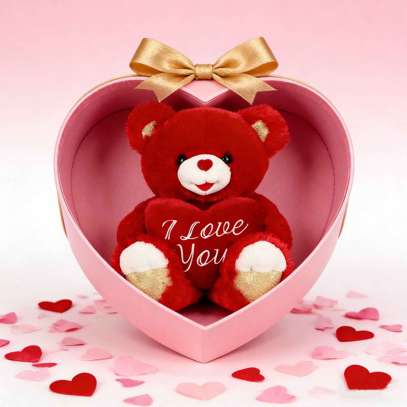 Deeceymbur Heart Pattern Stuffed Bear Doll 8 Inch Plush Teddy Soft Cuddly Home Decor Gift for Special Occasions Daily Comfort