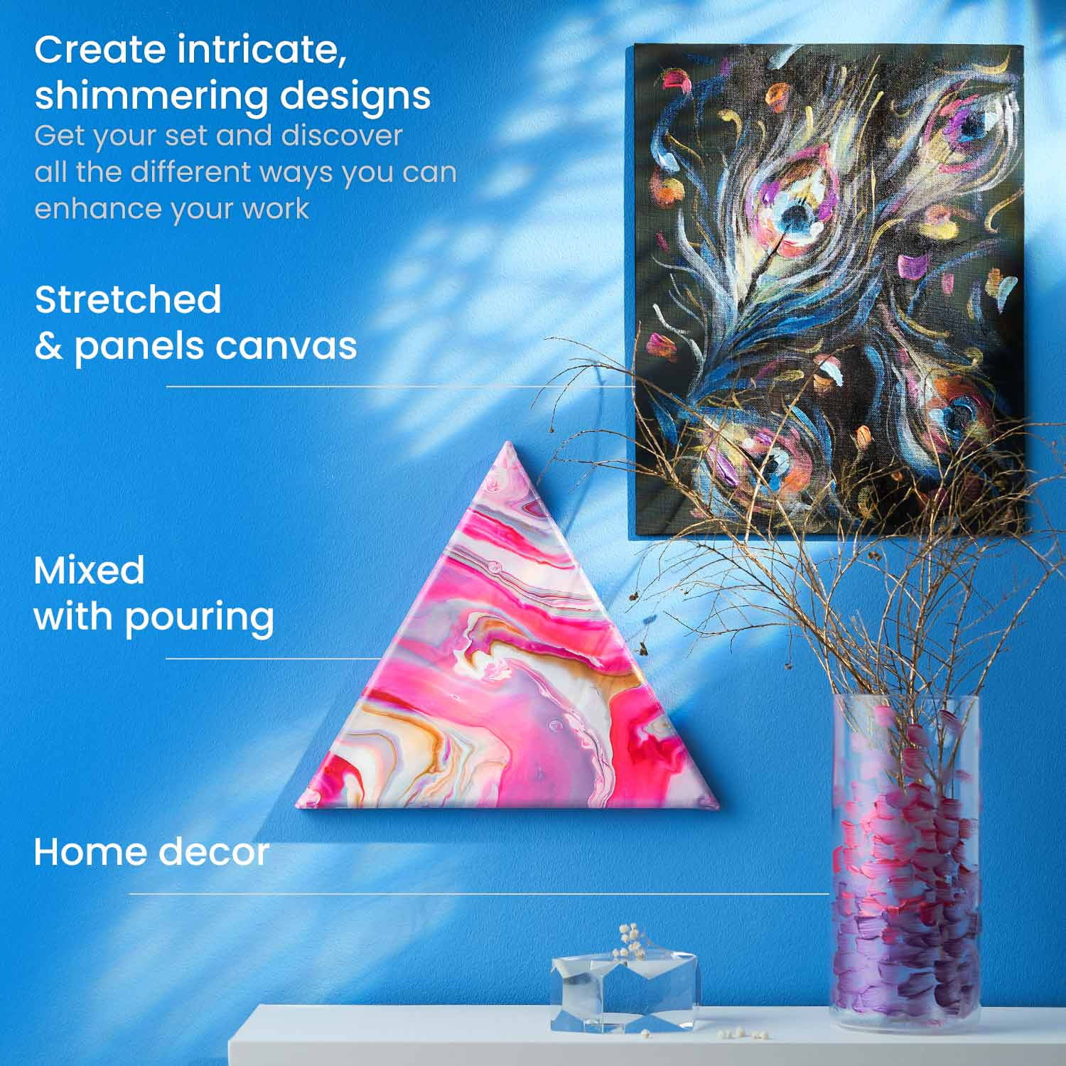 Arteza Acrylic Artist Paint, Metallic Finish, Multicolor, Set of 8, 4 fl oz
