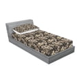 thumbnail image 3 of Ambesonne Flower Fitted Sheet & Pillow Sham Set, Nostalgic Botany Flora Art, Full, Sepia Black Tan, 3 of 3