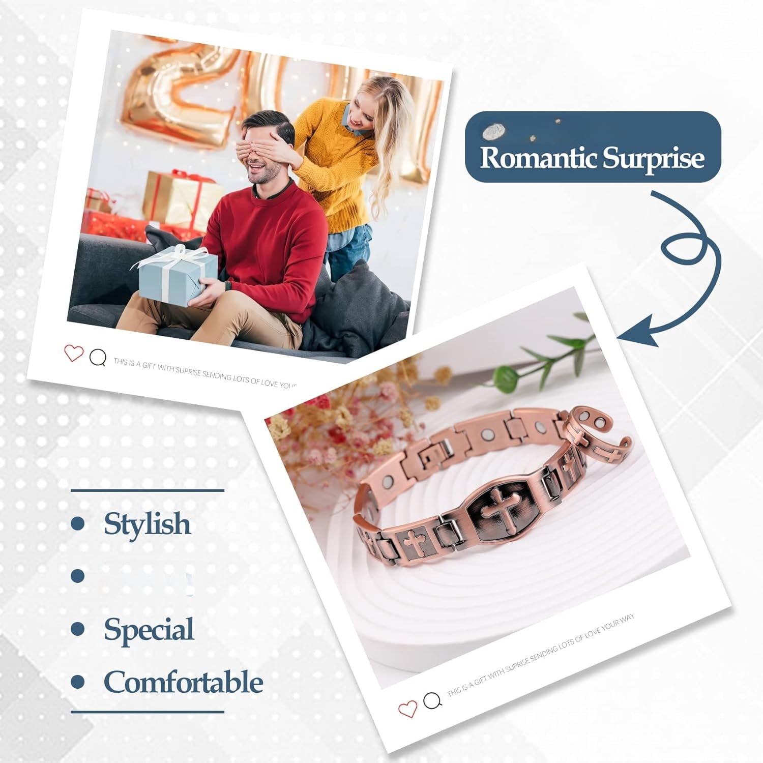 Wollet 3X Copper Bracelet for Men,Magnetic Bracelet, Set of 2
