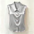 thumbnail image 5 of FchengtaiS Button Down Sleeveless Shirts Women Peter Pan Collar Satin Blouses Summer Business Casual Loose Tank Tops, 5 of 7
