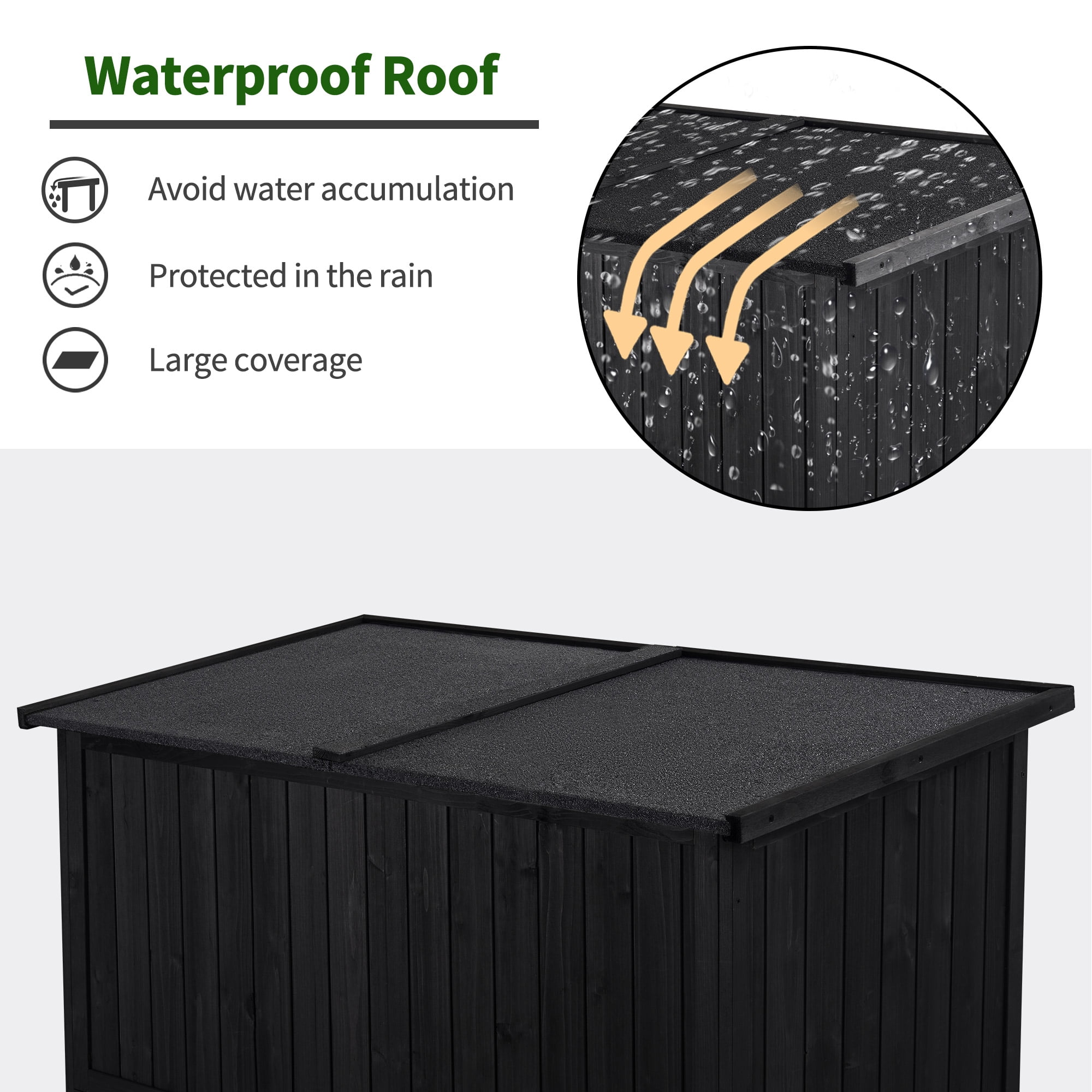 MCombo Wood Large Outdoor Storage Tool Shed (46.9" x 22.4" x 66") 1911 (Black)