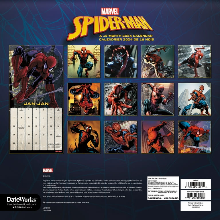 Trends International 2024 Marvel Spider-Man Wall Calendar