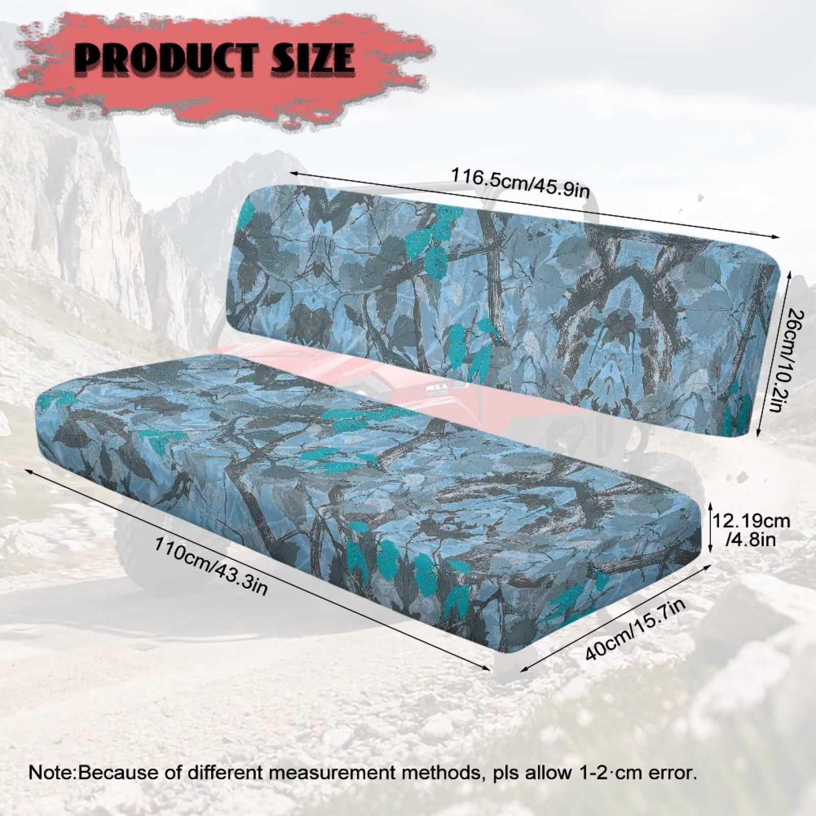 Uorisanigo UTV Bench Seat Cover Set UTV Accessories for All Seasons, Anti-Slip Blue Hunting Camo Forest Seat Cover Cushion Suitable for Kawasaki Mule 4010 4x4 FE 2025 2023 2022 2021