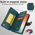 thumbnail image 4 of Allytechgroup Wallet Case for Samsung Galaxy S22, RFID Blocking Shoulder Strap Hand Wrist Zipper Pocket Cards Slots Stand Protective Anti-Scratch Galaxy S22 Case for Women Girls,Green, 4 of 10