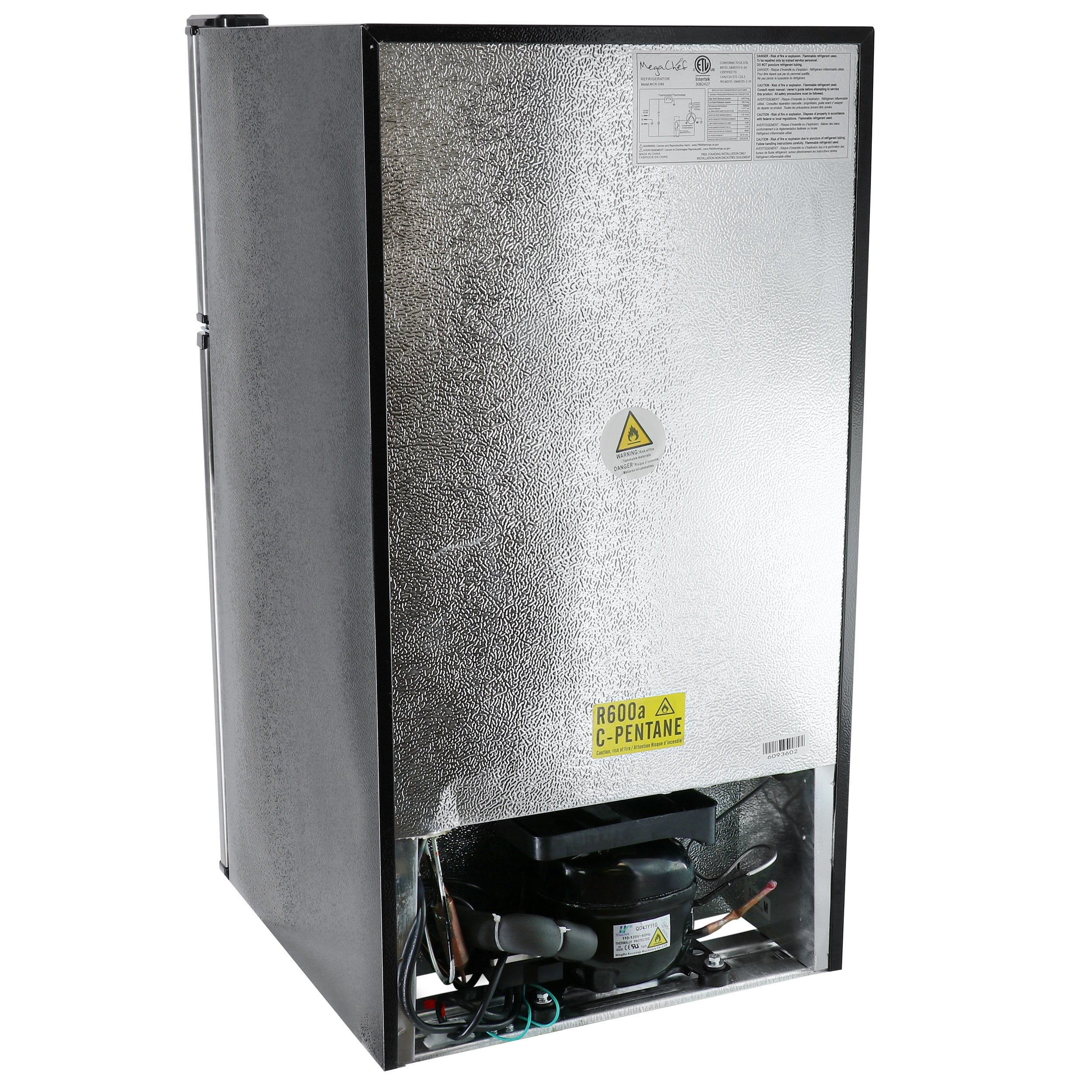 MegaChef Reversible Door Swing Refrigerators, Stainless Steel, 3.2 cu ft