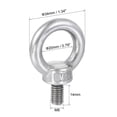 thumbnail image 2 of Unique Bargains Lifting Eye Bolt M8 x 14mm Male Thread with Hex Screw Nut Gasket for Hanging, Stainless Steel, 4 Sets, 2 of 5