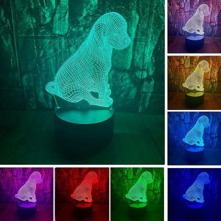 

Animal 3d Led Optical Illusion Bedroom Decoration Table Lamp With Remote 7 Colors Change Dimmable Dog Acrylic Visual Night Light Birthday Christmas