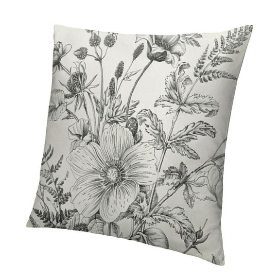 BANET Spring Floral Leaves Pillow Covers for Chinoiserie Flowers Decor Throw Pillows Black and White Seasonal Plant Outdoor Decorative Cushion Cases for Couch Bed Decorations White