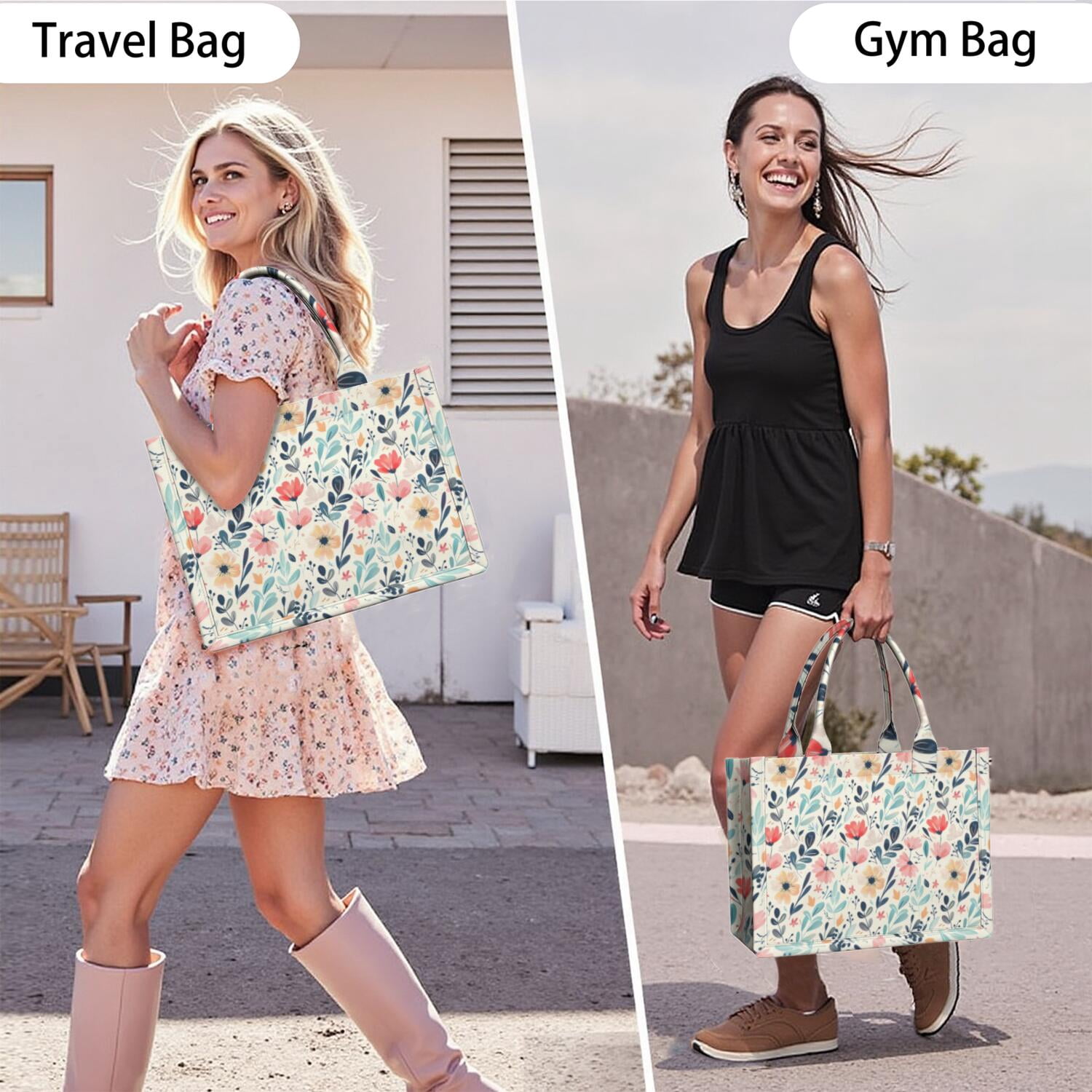 Large Capacity Tote Bag,Pioneer Flower Floral Print Pattern Handbag Fashion Luxury Tote Bag,15.7"x13"x 5.1" Inches,Laptop Compatible
