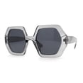 thumbnail image 2 of Womens Squared Thick Plastic Mod Hexagon Sunglasses Slate Black, 2 of 4