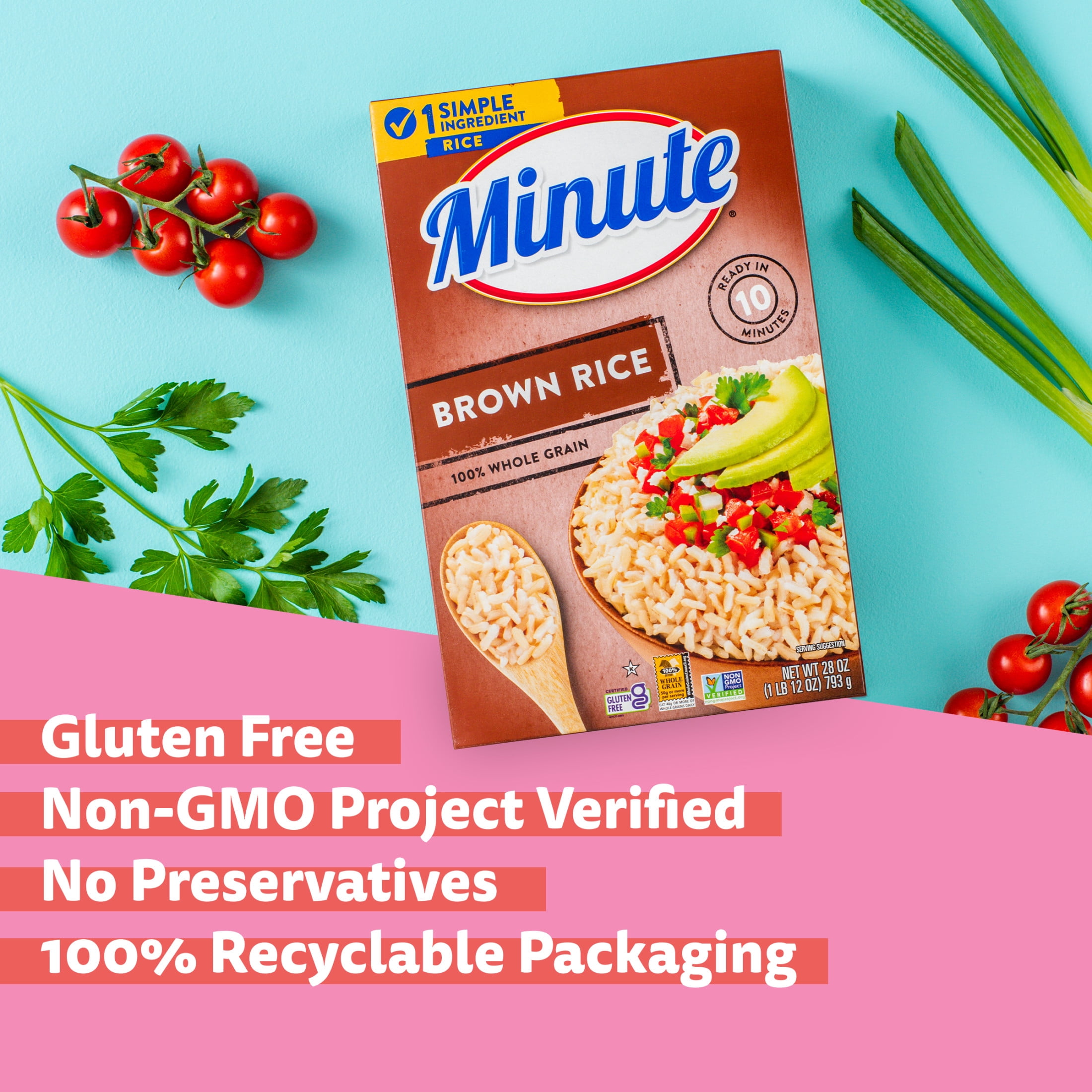(12 pack) Minute Instant Brown Rice, 100% Whole Grain Rice, Gluten Free, 28 oz