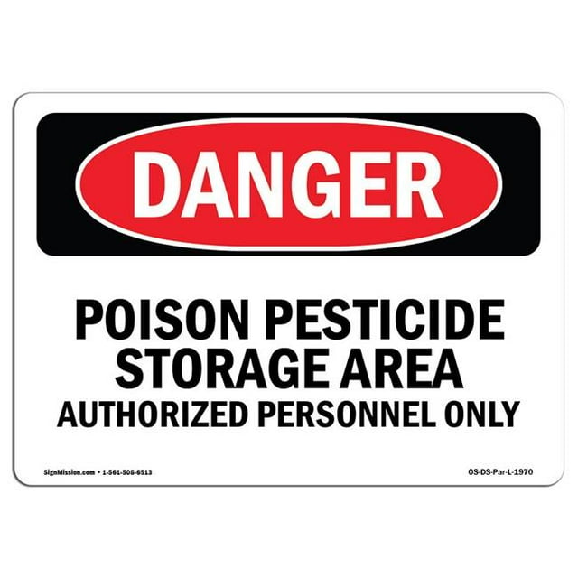 SignMission OS-DS-A-1218-L-1970 Panneau de Danger OSHA 12 x 18 Po - Zone de Stockage de Pesticides Poison