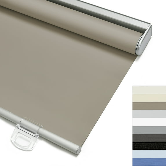 Keego 100% Blackout Roller Blinds for Window Cordless Privacy Bedroom Shade Easy to Install UV Protection Blinds for Office and Home (Khaki, 46"W×48"H, 3pcs)